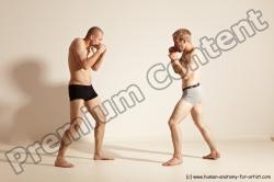 Underwear Martial art Man - Man White Moving poses Slim Short Blond Dynamic poses Academic